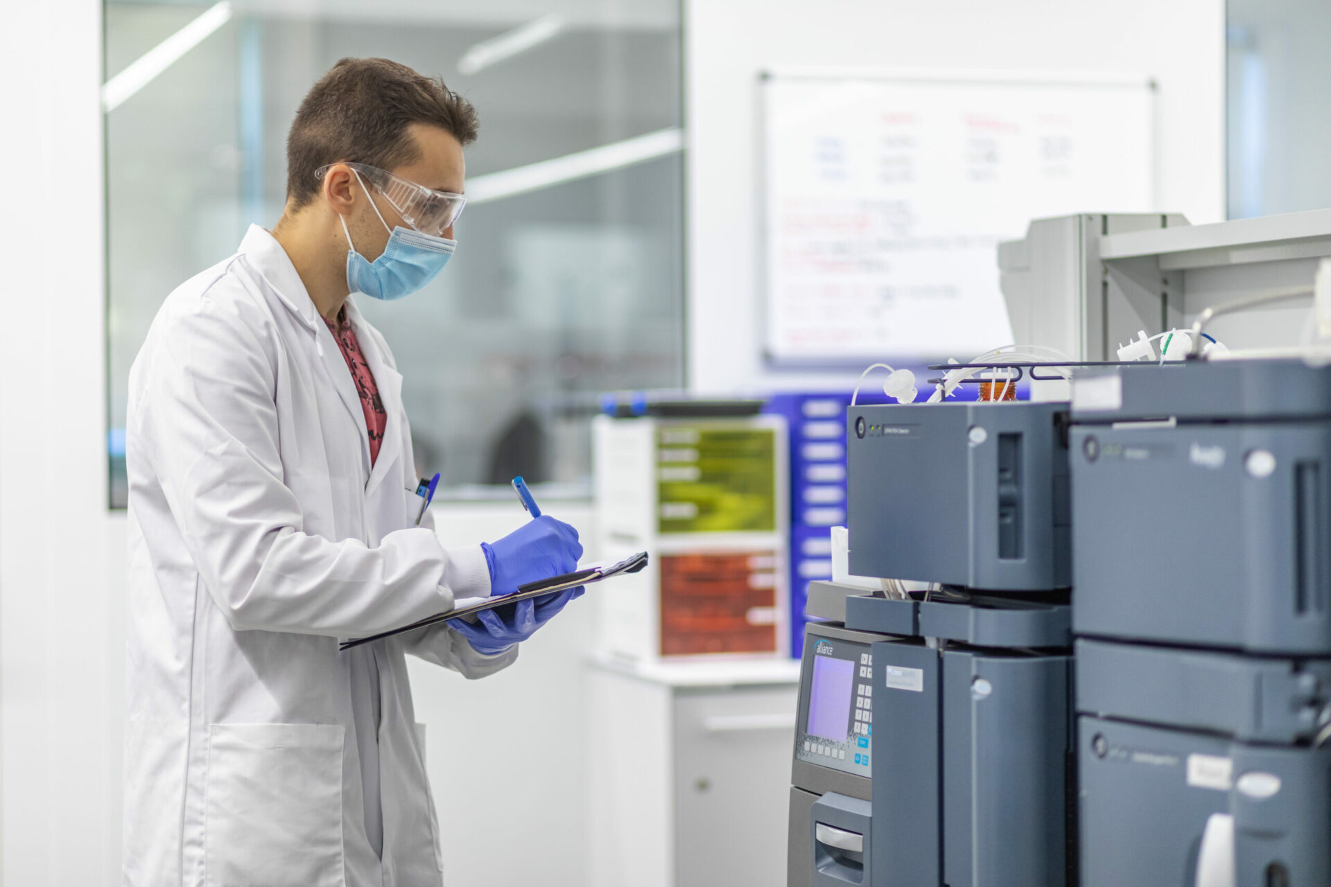 man collecting laboratory tests at kymos